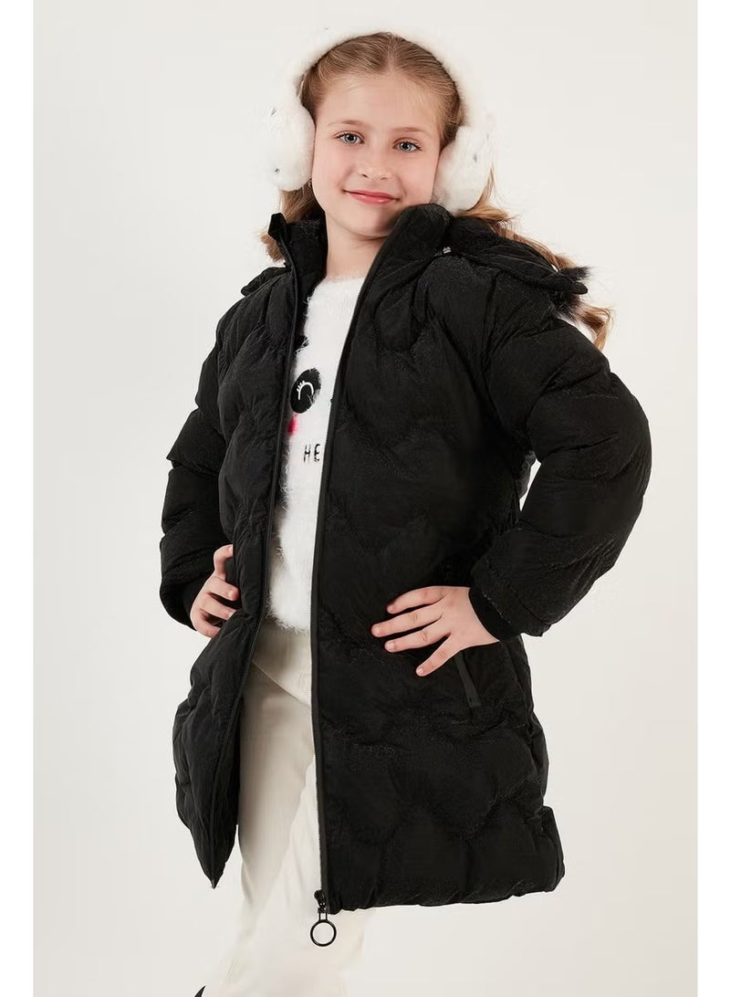 Lela Plush Lined Faux Fur Collar Removable Hooded Winter Coat Girls' Coat 5761905 - Image 1